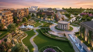 Damascus landscape project — stone pathways and lighting