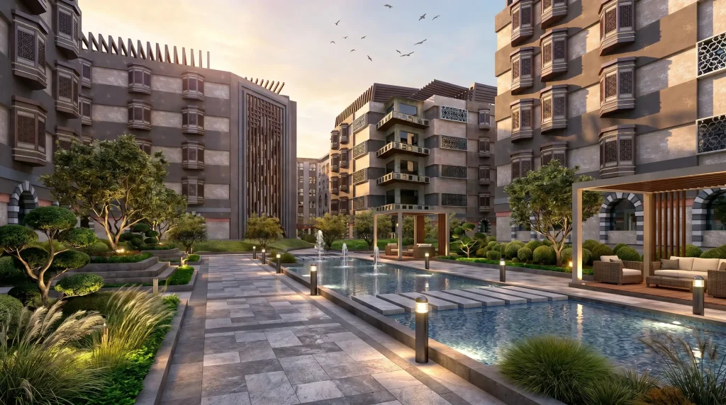 Damascus commercial landscape — evening lighting and ambiance