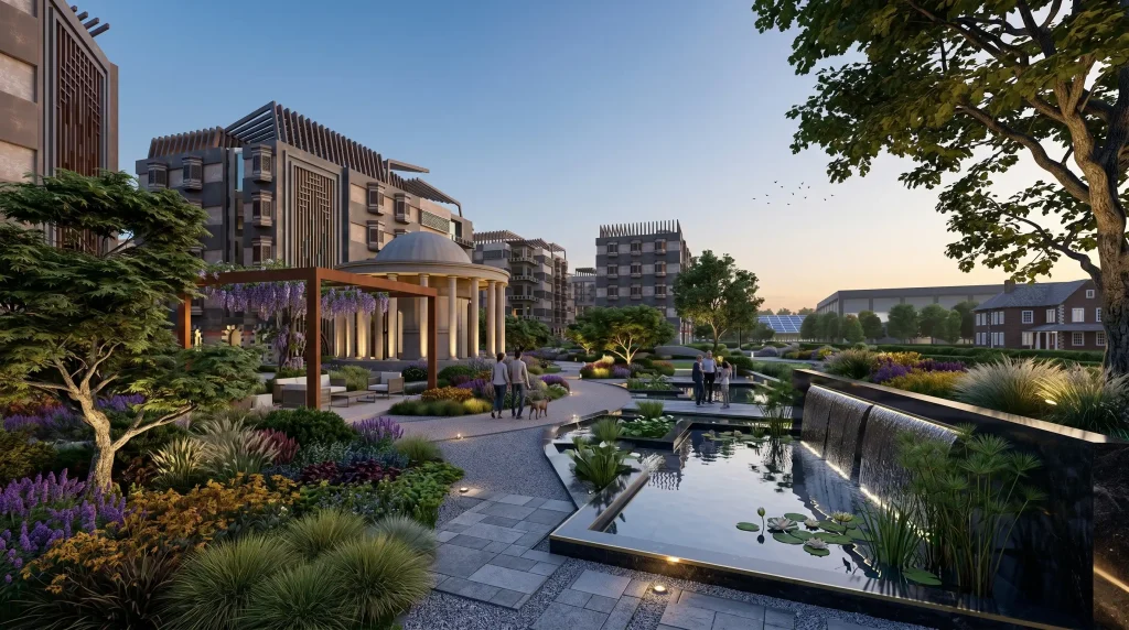 Damascus commercial landscape — hardscape paving and walkway design
