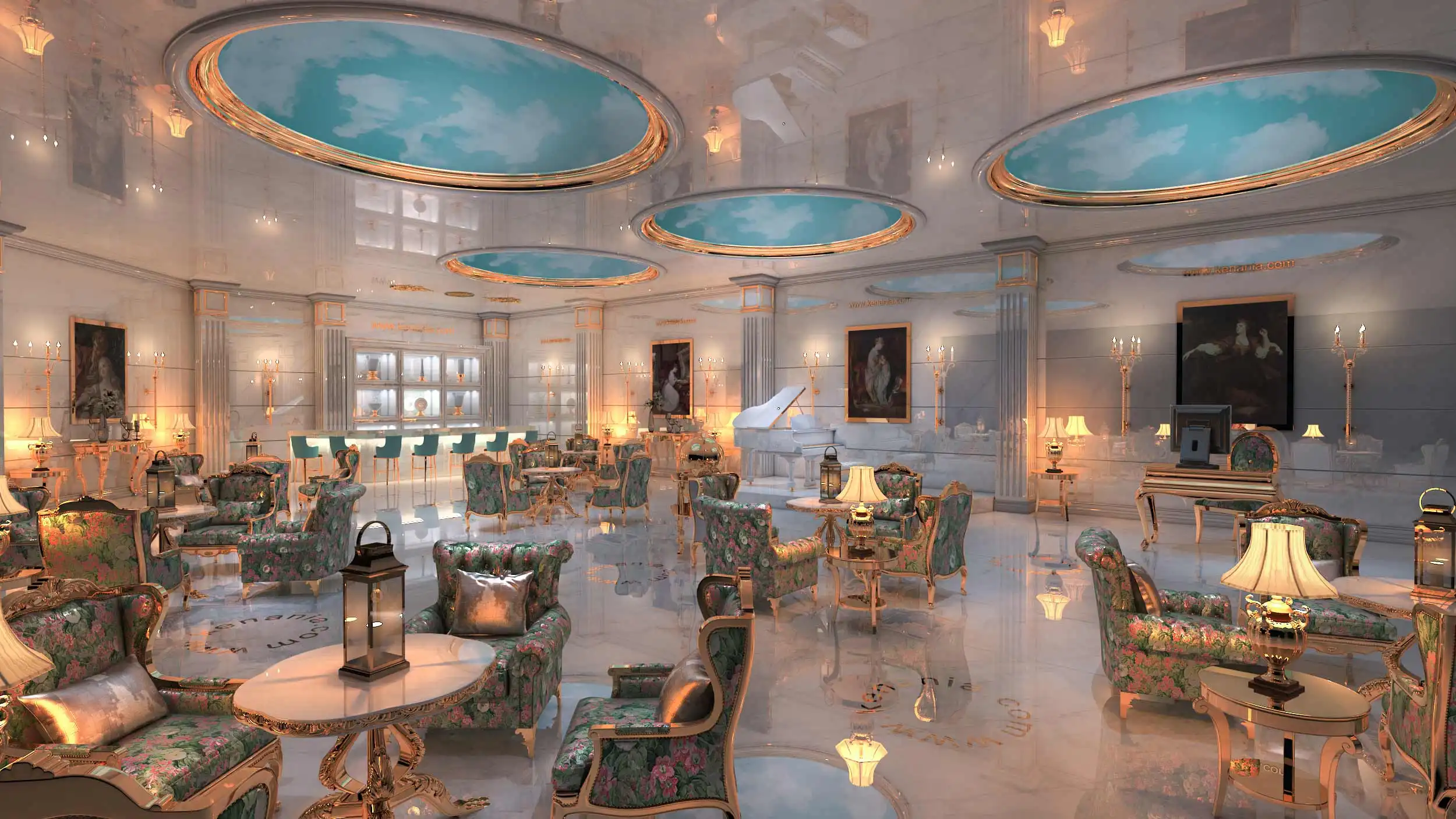Royal Bar & Lounge, Kuala Lumpur — bar counter in brass and marble