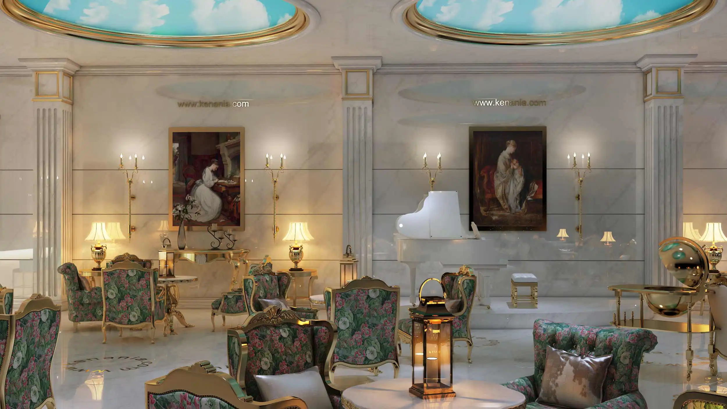 Royal Bar & Lounge — seating booths under layered pendant lighting