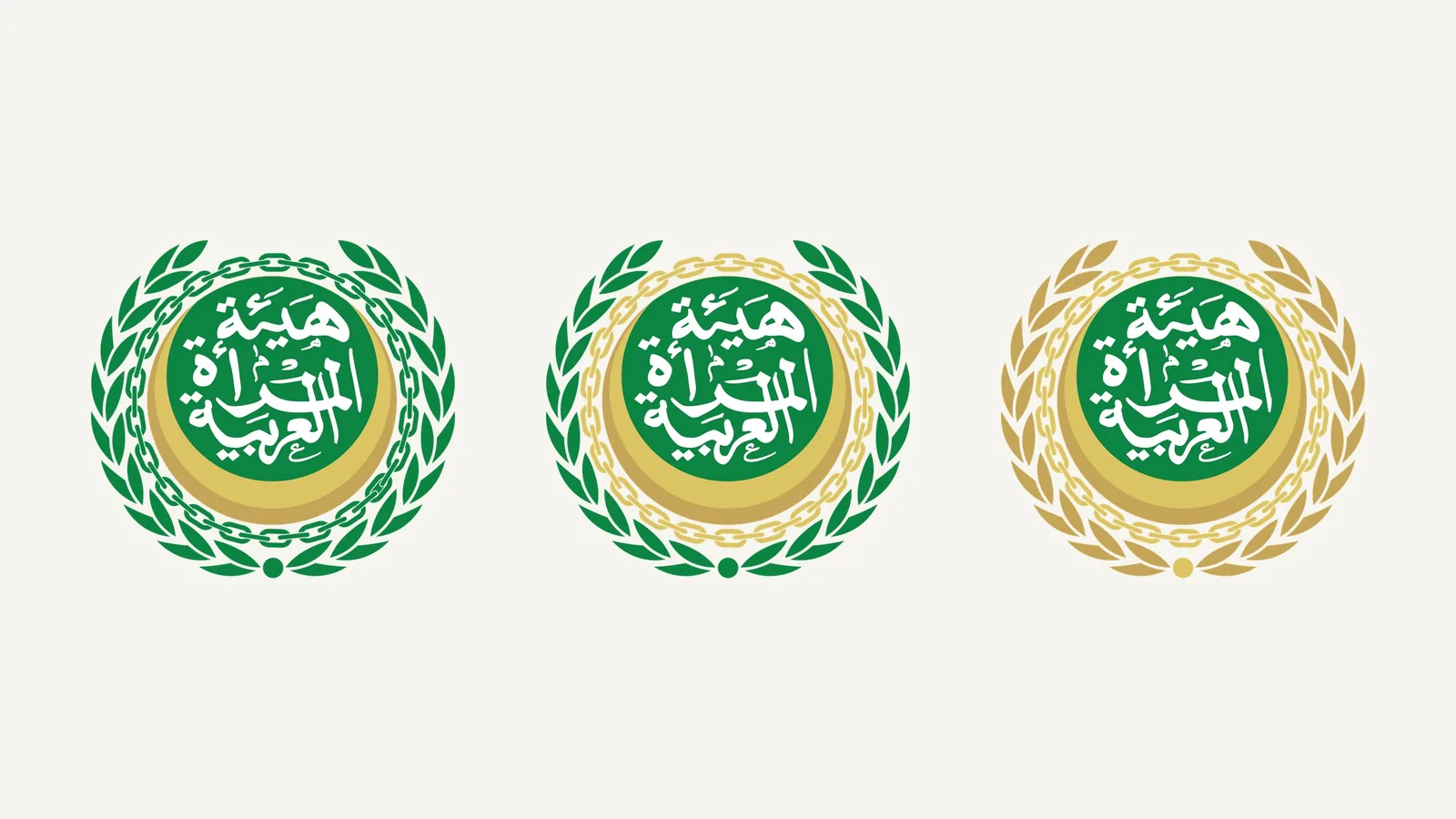 Arab Women Authority logo: Arab Women Authority emblem in green, green with gold, and gold