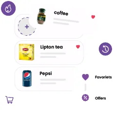 Mawen product cards, favourites and offers components
