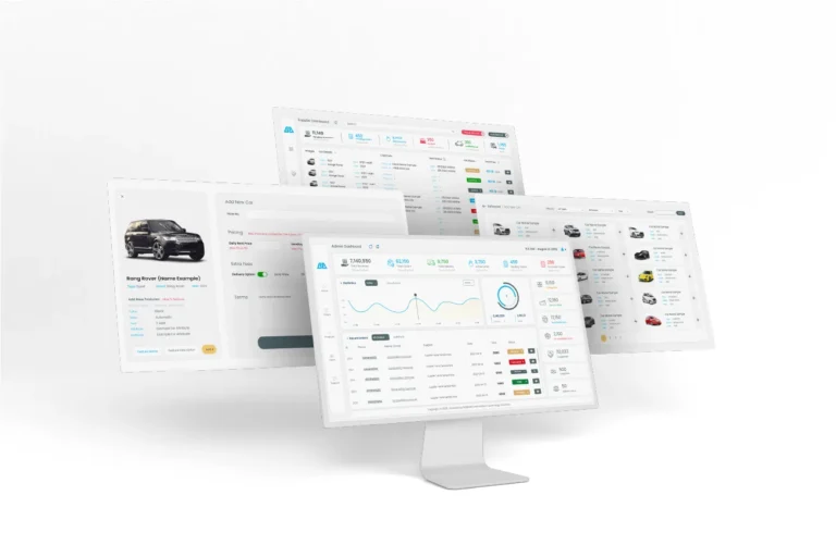 Car rental platform dashboards on desktop screens