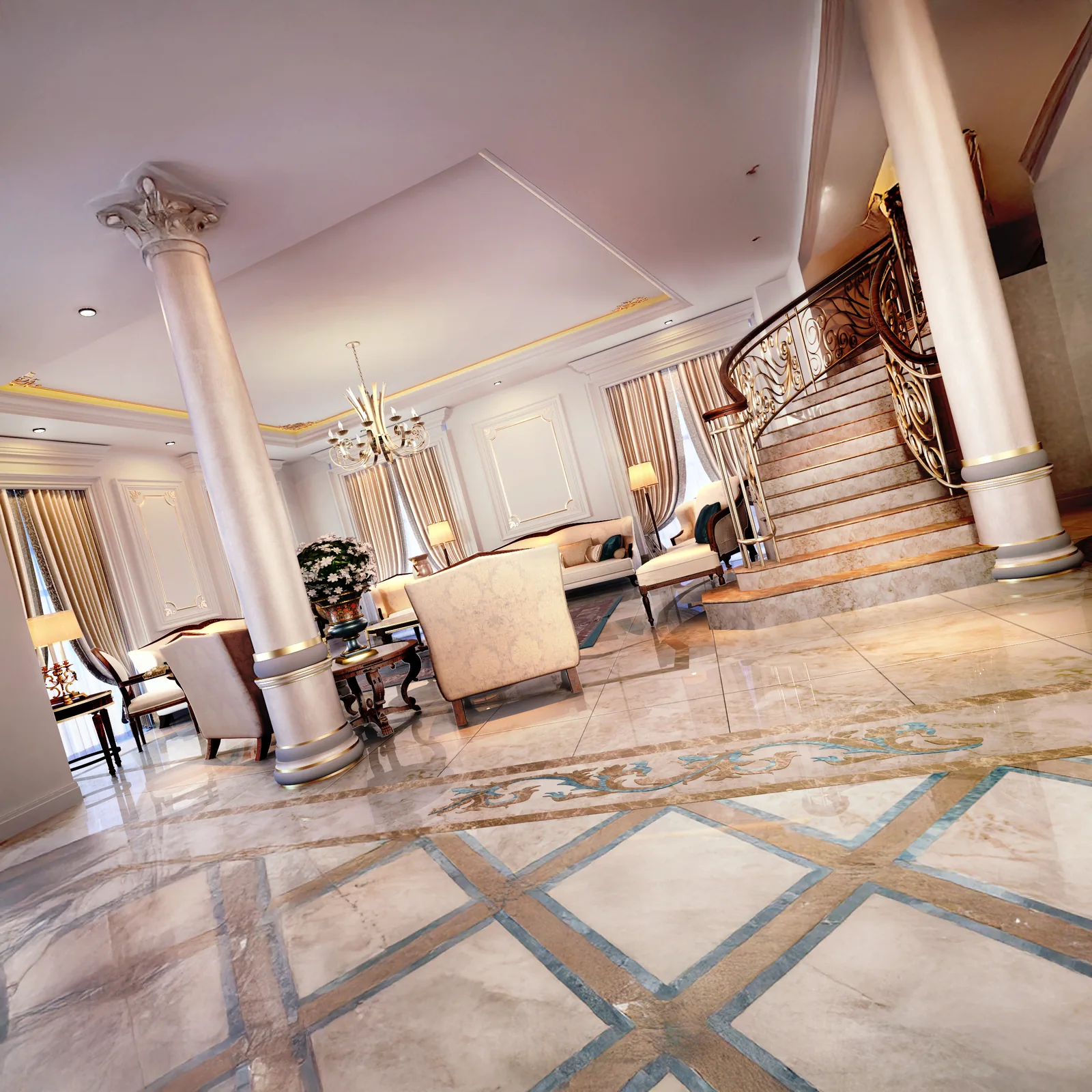 Entrance hall towards the staircase