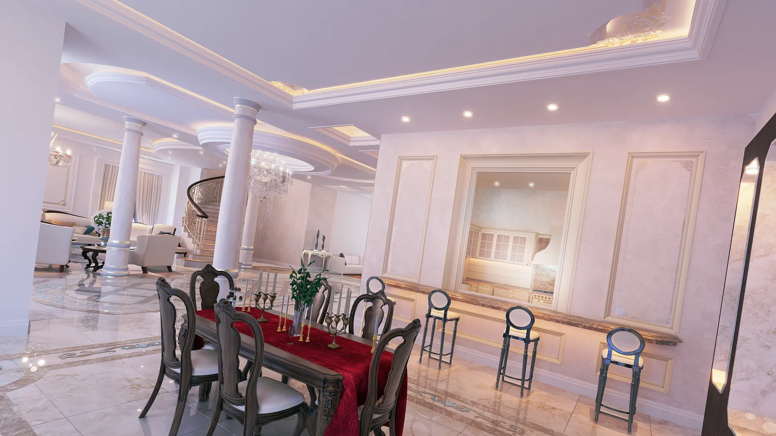 Majlis with a bay window and heavy drapery
