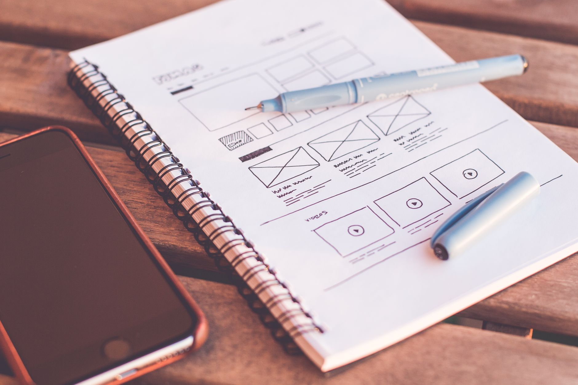 Mobile app screens sketched before development starts