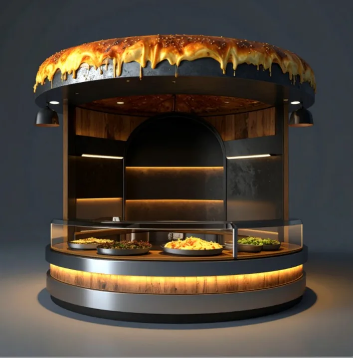 Chocolate kiosk with a dripping-chocolate canopy