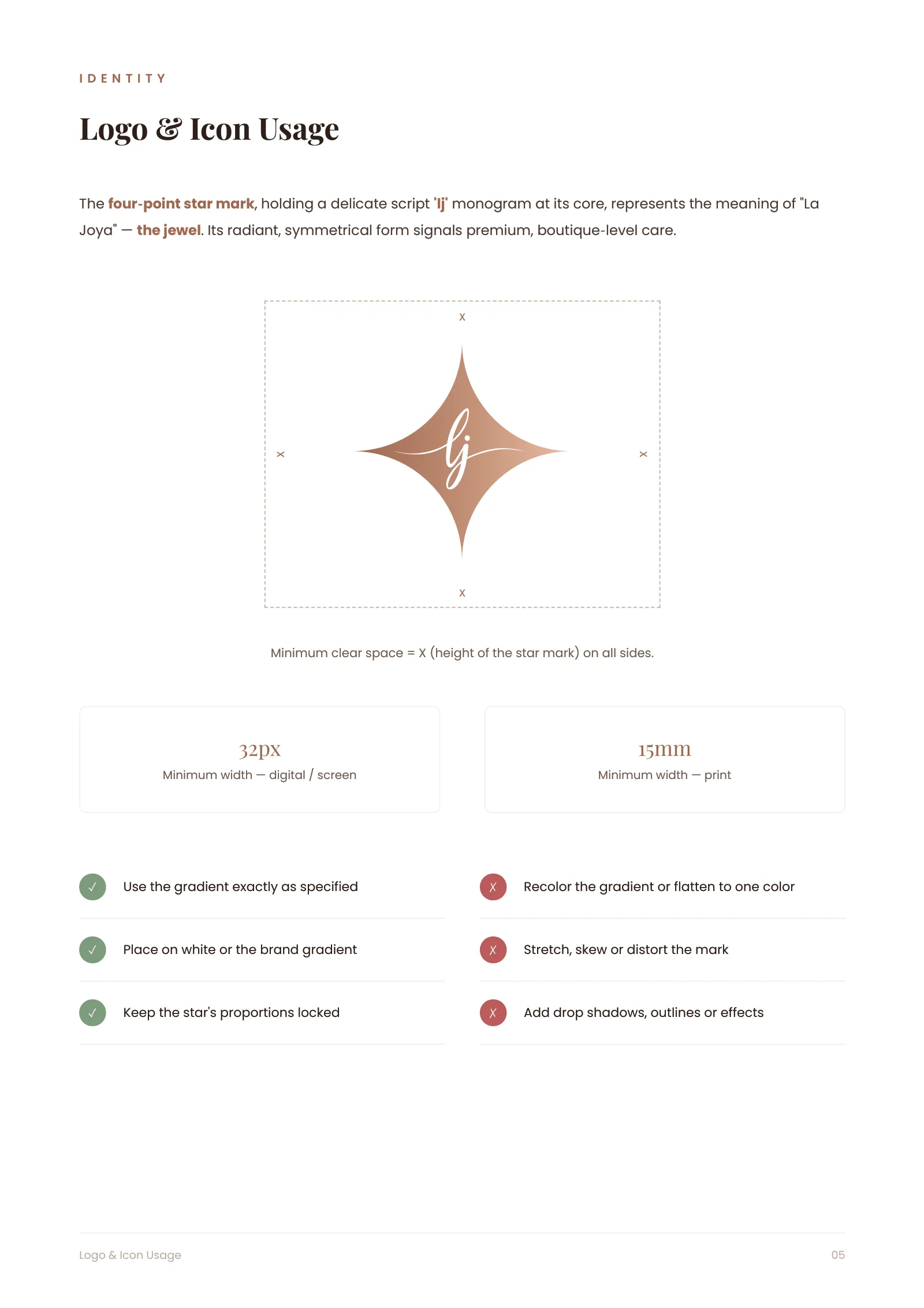 Logo clear space, minimum sizes and usage rules