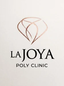 La Joya Poly Clinic: Brand Identity for a Boutique Clinic in Mirdif, Dubai | Kenania Inventive Arts La Joya Poly Clinic logo in rose gold foil on textured paper