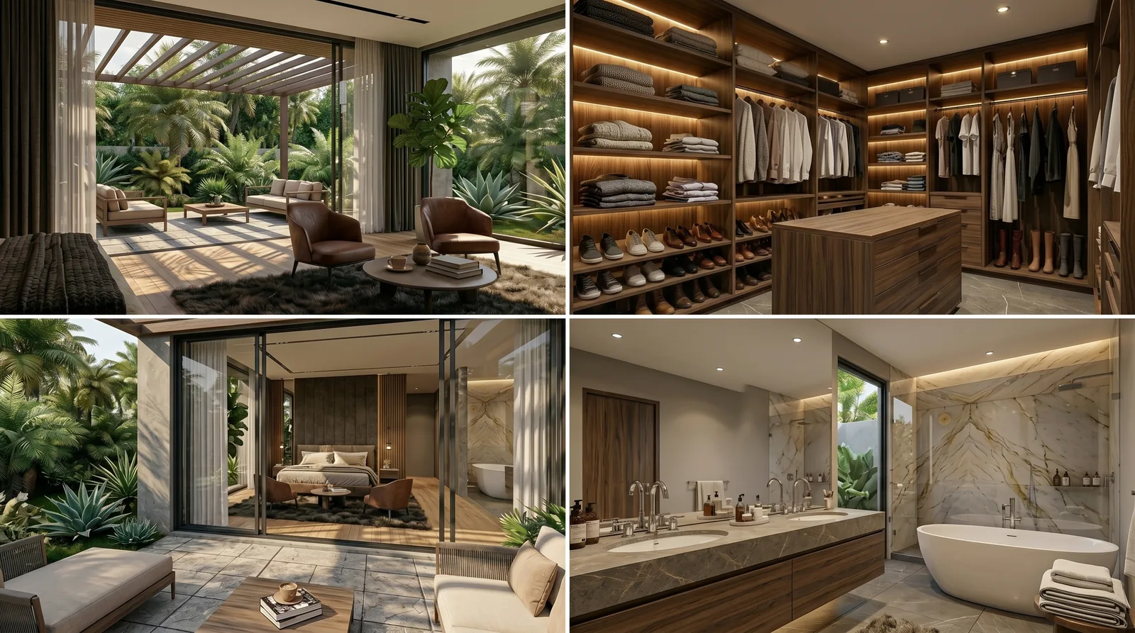 Villa Master Suite and Kitchen in Morocco: Designed with AI-Assisted Concepts, Drawn by Hand | Kenania Inventive Arts Walk-in wardrobe with backlit shelving