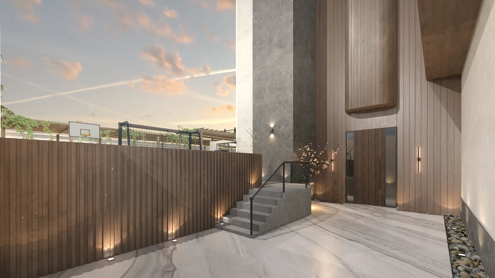 Timber-clad entrance porch