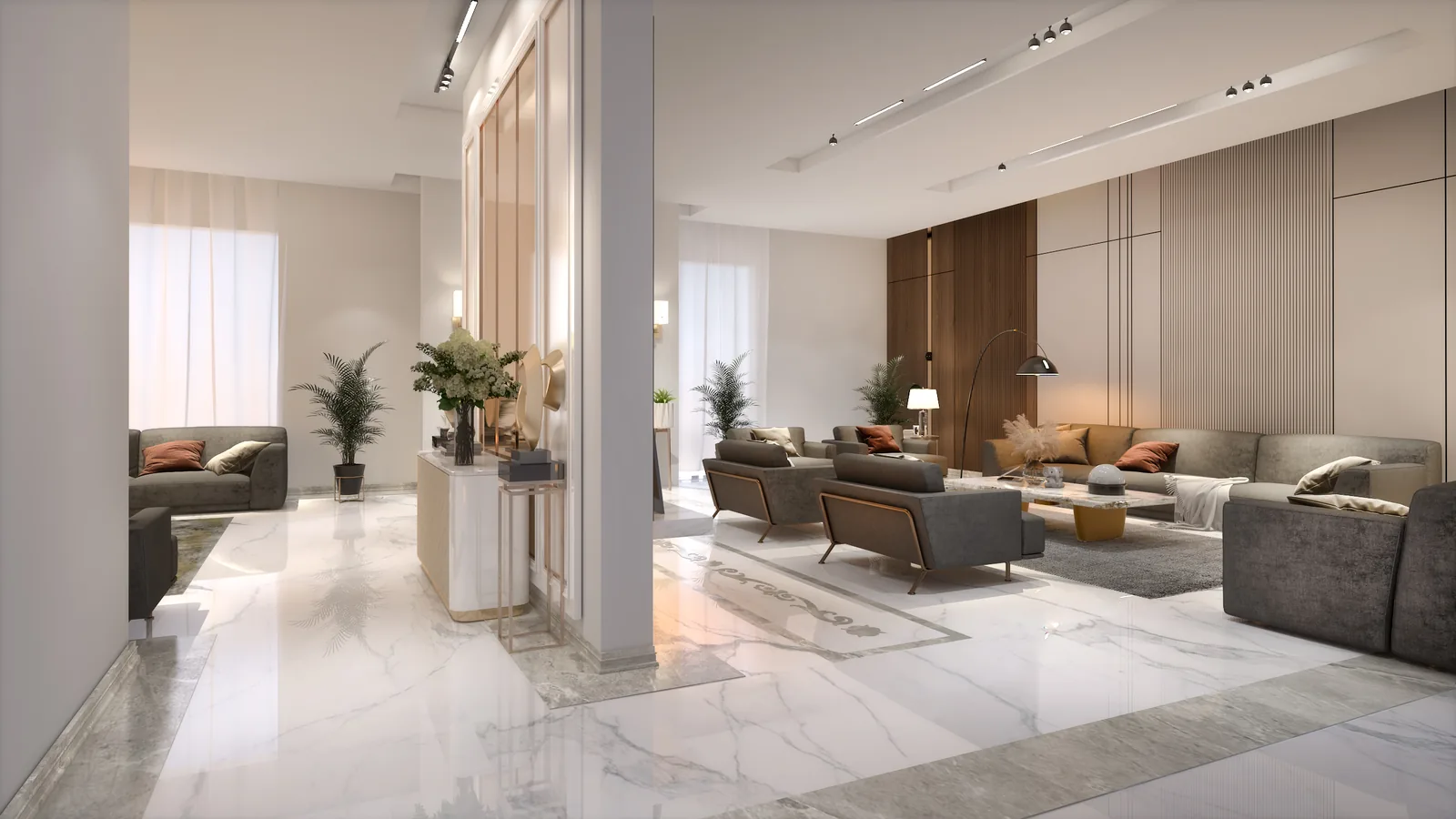 Living hall towards the staircase and entrance