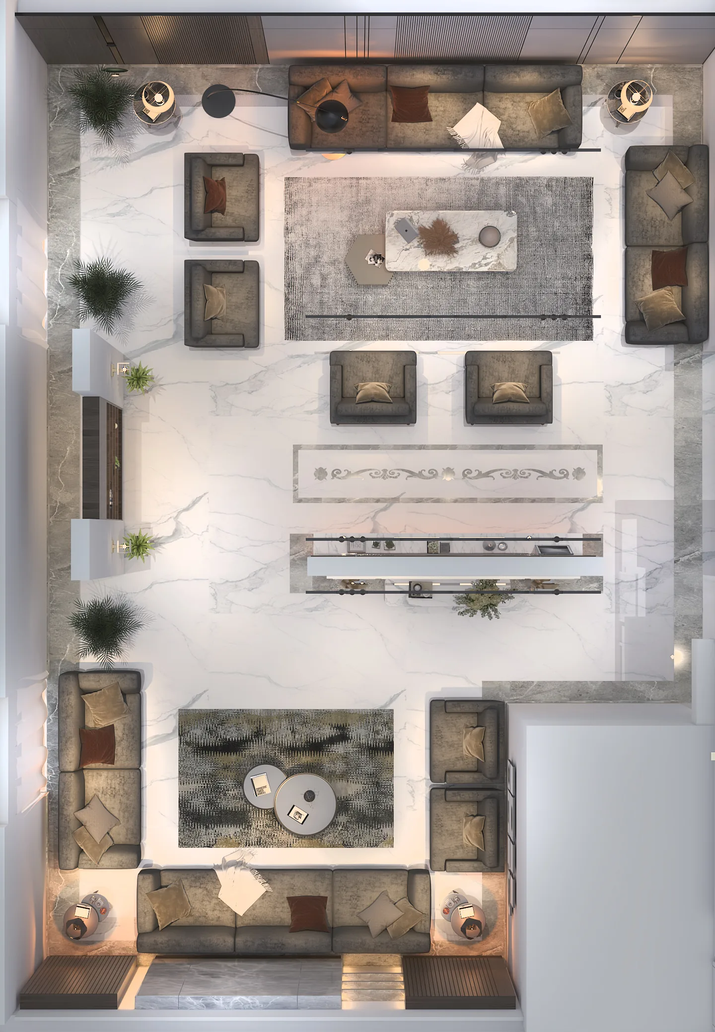 Furniture layout plan of the living hall