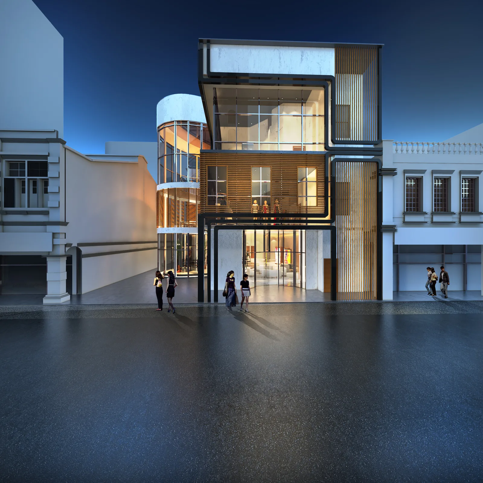 Showroom building at night