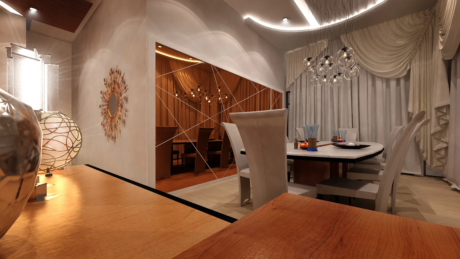 Duplex Apartment Interior: Sculpted Wave Ceilings, Timber and Light | Kenania Inventive Arts Kitchen bar with a curved timber counter