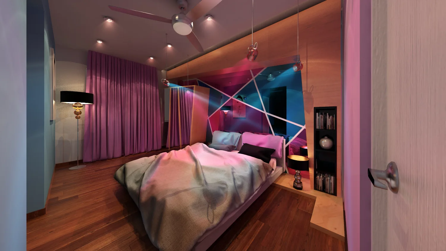 Duplex Apartment Interior: Sculpted Wave Ceilings, Timber and Light | Kenania Inventive Arts Children’s bedroom towards the window
