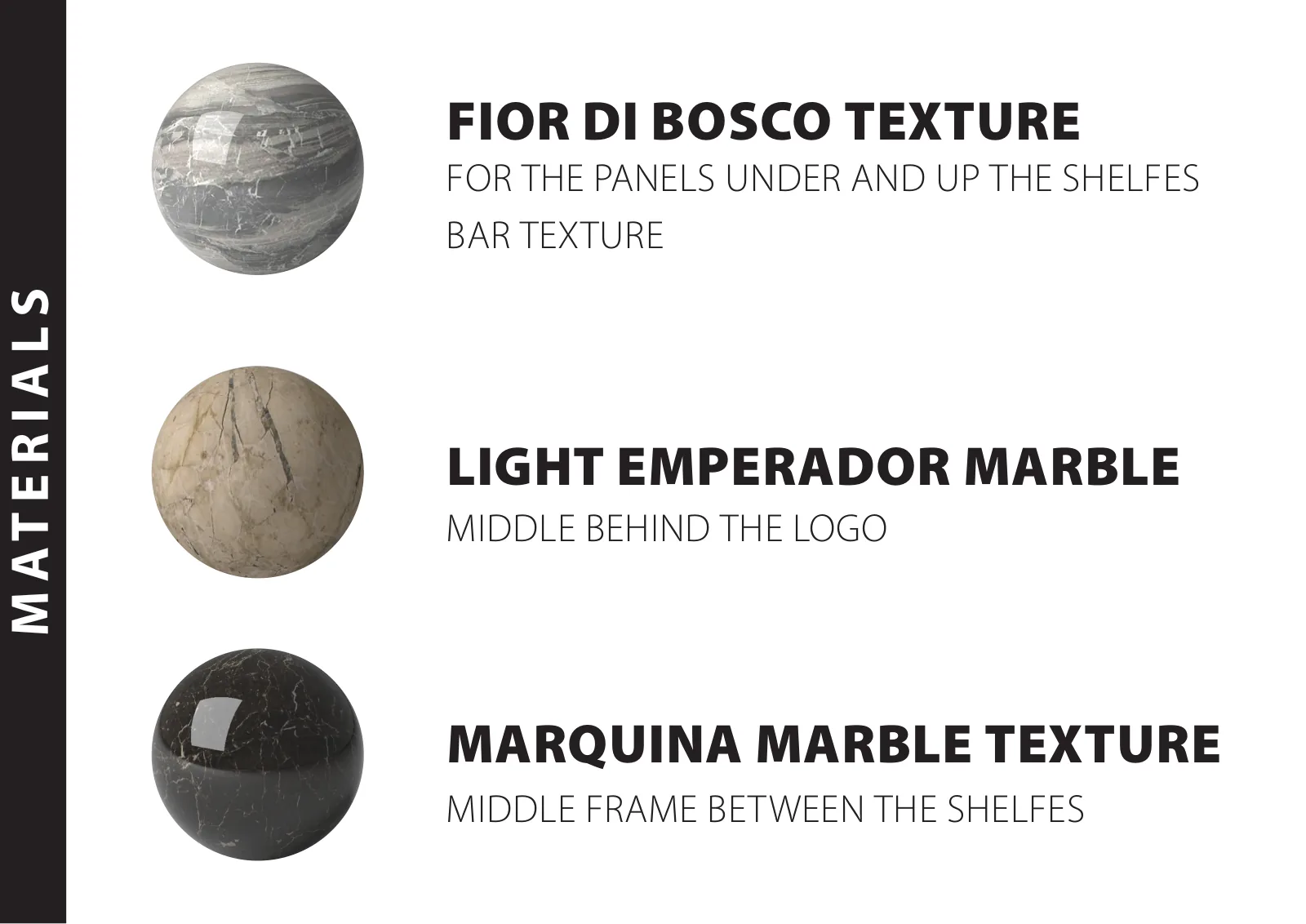 Zaitoun, Kuala Lumpur: One Food Brand, Six Retail Formats and a Built Kiosk in Sunway Pyramid | Kenania Inventive Arts Materials board: Fior di Bosco, Emperador and Marquina marbles