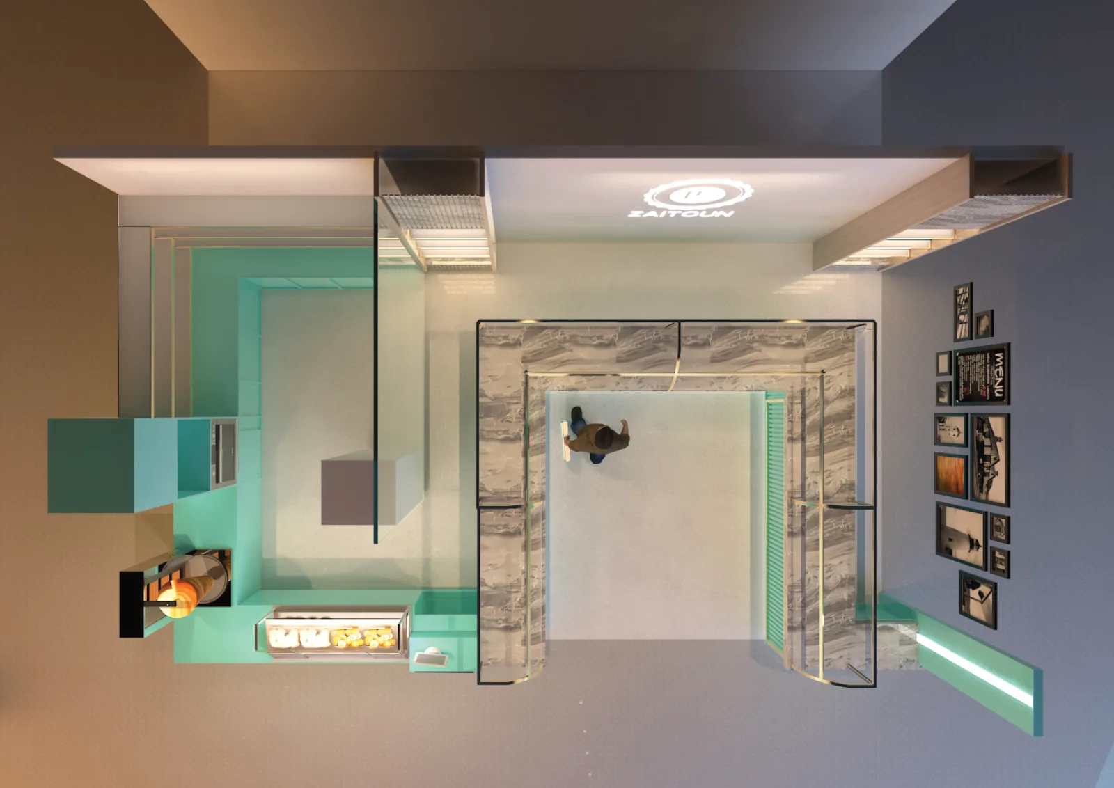 Zaitoun, Kuala Lumpur: One Food Brand, Six Retail Formats and a Built Kiosk in Sunway Pyramid | Kenania Inventive Arts Shop unit: interior with the display wall