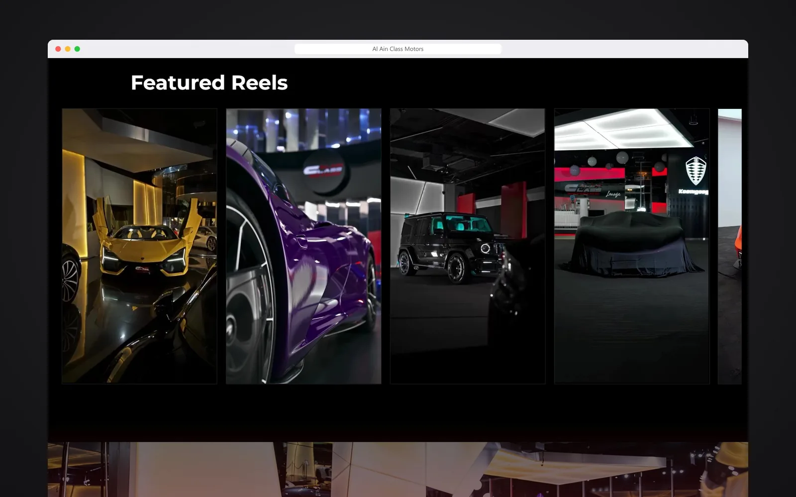 Al Ain Class home: featured reels from the showroom and the footer