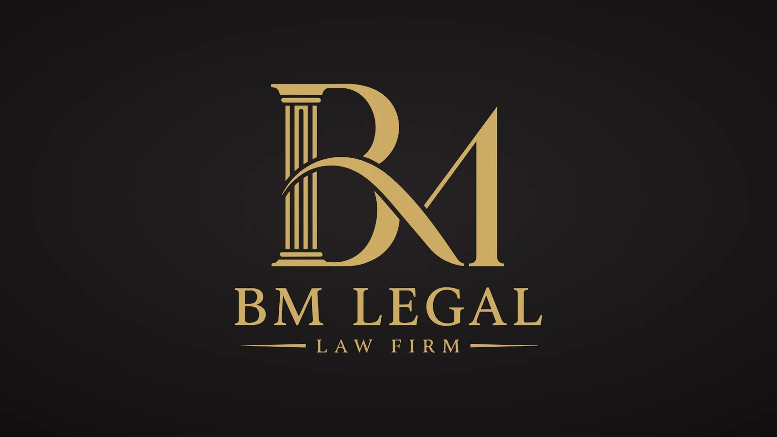 BM Legal: Law Firm Brand Identity Design, Logo and Stationery | Kenania Inventive Arts Law firm brand identity design: BM Legal law firm logo: a column B and a swash M above the wordmark