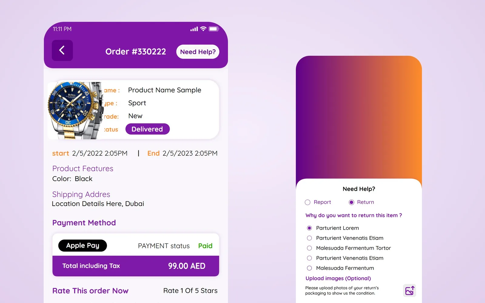 Manjam Deals: Bidding App Design for Group Deals, Built for Like Card | Kenania Inventive Arts Manjam delivered order details beside the report form